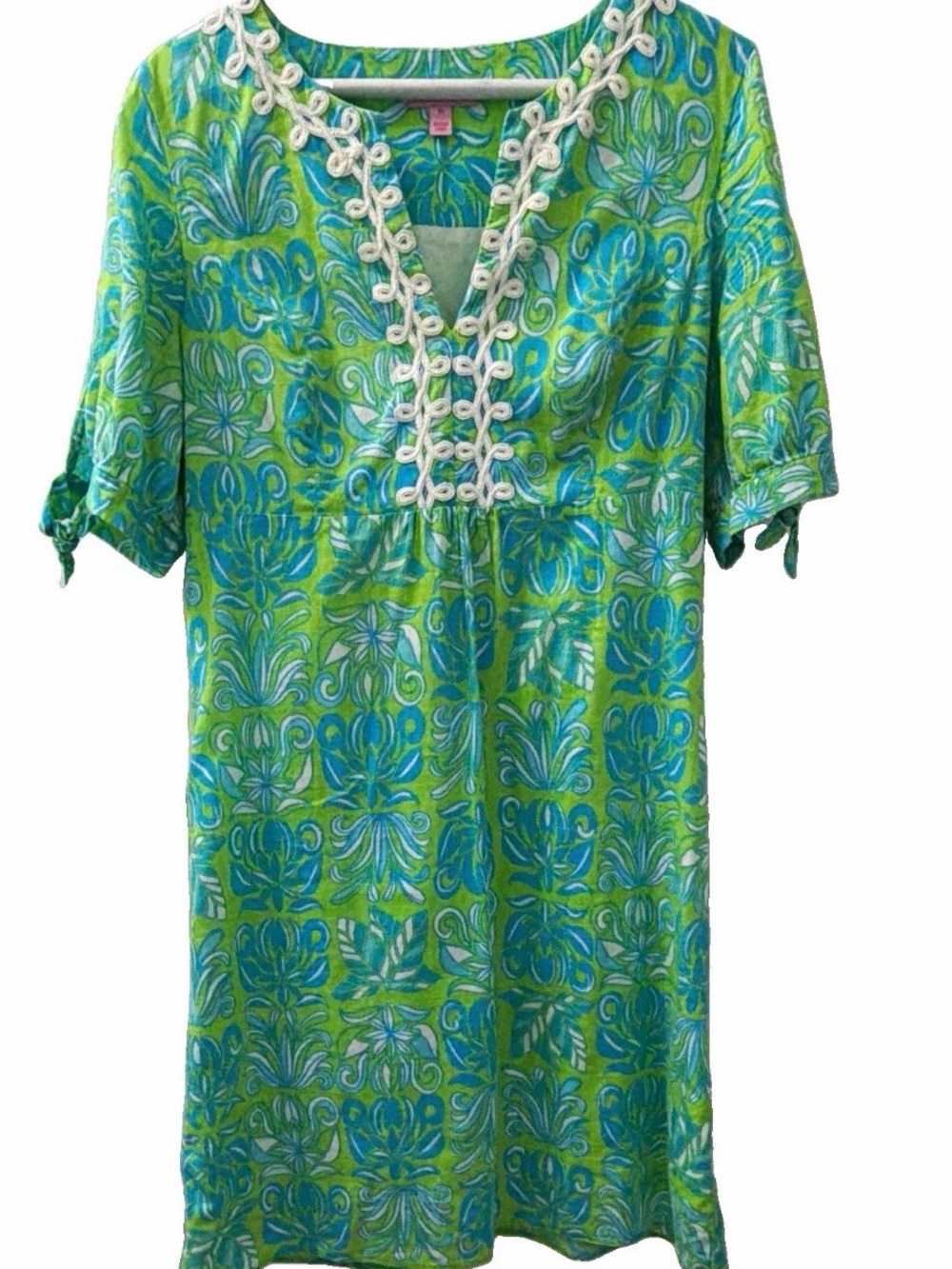 Lilly Pulitzer Green and Blue Printed Shift Dress - Picture 2 of 5